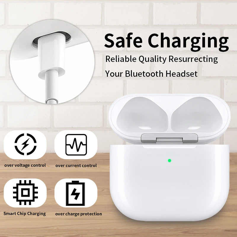 AirPods 4 Charger Case Replacement w/ Wireless Charging & Real Pop-Up – No Earbuds, OEM-Like Battery Holder