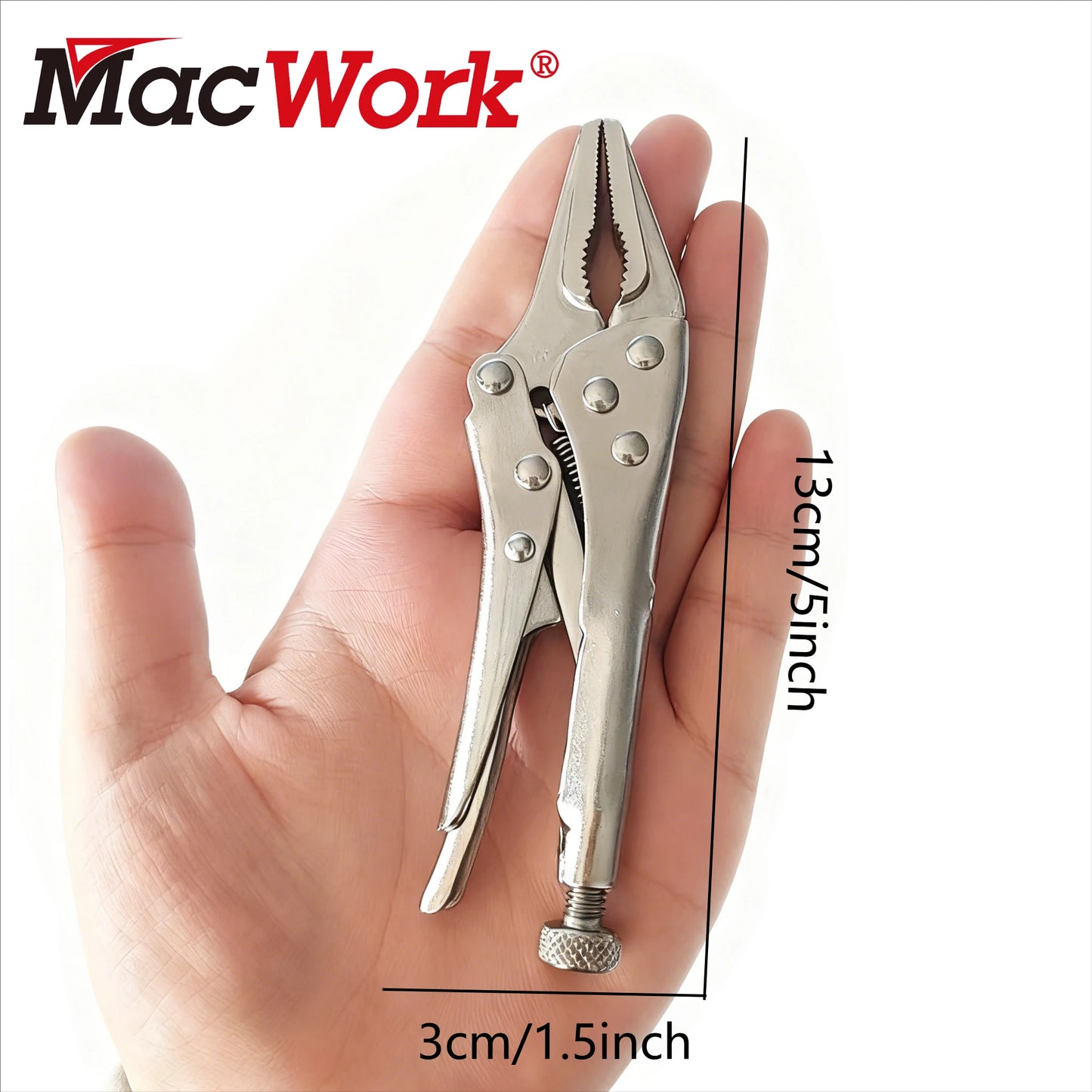 5-Inch Heavy-Duty Mini Sharp-Nose Pliers - Adjustable Height, Non-Slip Grip, Compact & Sturdy Metal Clamping Tool