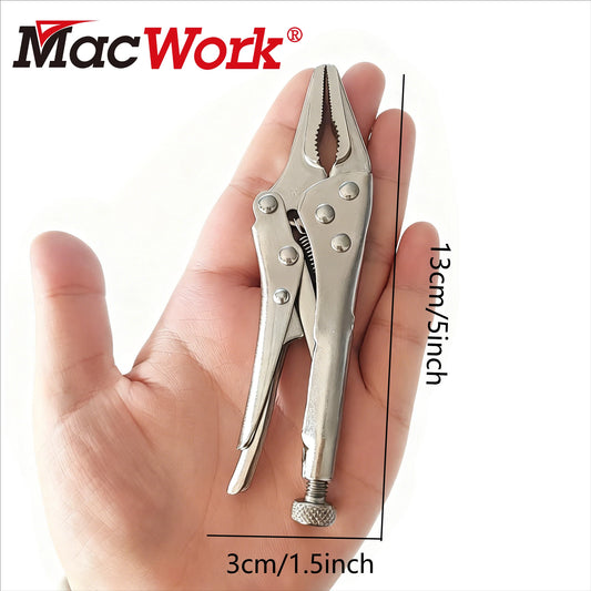 5-Inch Heavy-Duty Mini Sharp-Nose Pliers - Adjustable Height, Non-Slip Grip, Compact & Sturdy Metal Clamping Tool