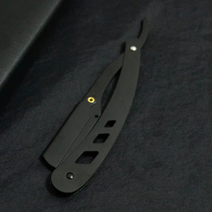 Men Shaving Barber Tools Hair Razor and Blades Antique Black Folding Shaving Knife Unisex Hair Removal (Without Blade)