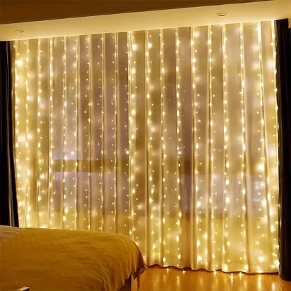 3/4/6m Curtain 100/600LEDString Lights Garland USB Festoon Remote Control Fairy Garland Lights Christmas Decoration Bedroom Home