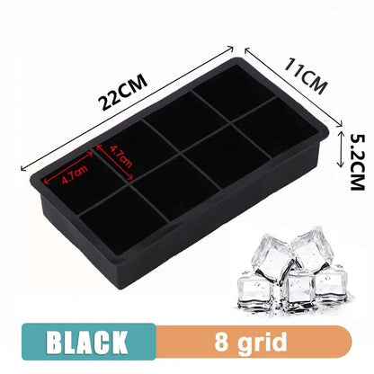4/6/8/15/160 Grid Big Ice Tray Mold Giant Jumbo Large Food Grade Silicone Ice Cube Square Tray Mold DIY Ice Maker Ice Cube Tray