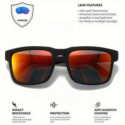 4PCS Square Sports Sunglasses with Designer Temple Pattern - UV400 for Men Women, Beach Vacation