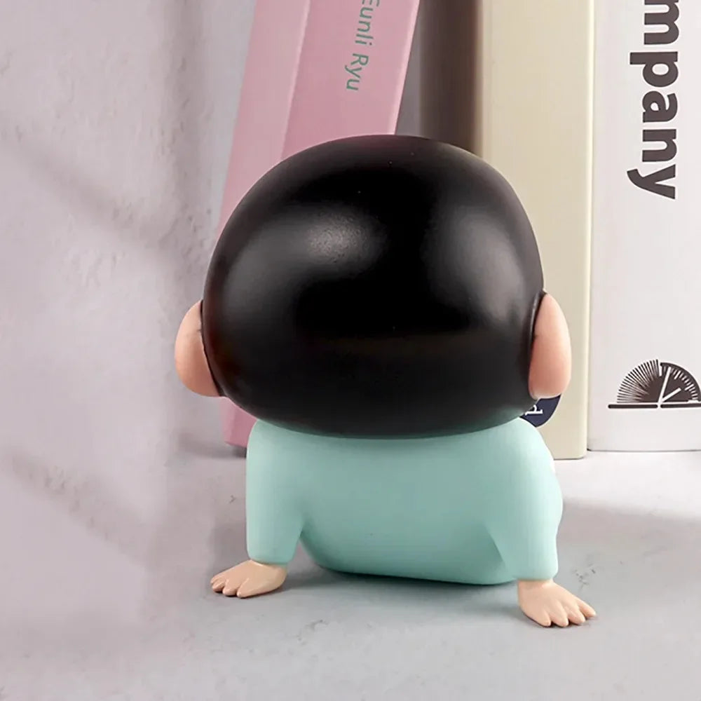 Crayon Shin-Chan Figures Phone Holder Kawaii Anime Desktop Ornaments Cartoon Watching TV Phone Support Cute Doll Decorations