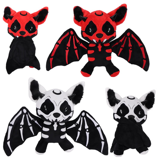 28cm Halloween Two-color Skeleton Bat Plush Toy Stuffed Skeleton Animal Toys Cute Plushie Doll Home Decor Halloween Holiday Gift