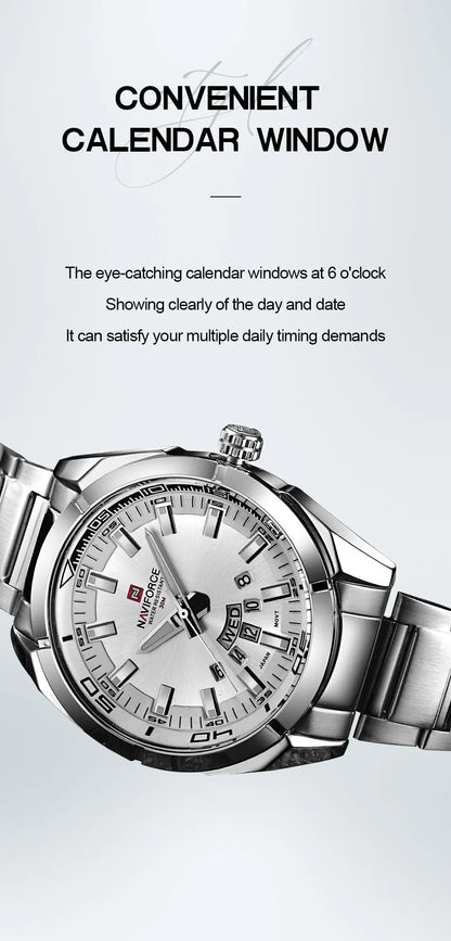 NAVIFORCE Classic Casual Watch for Men Stainless teel Sport Waterproof Male Watches Quartz Date Display Clock  Relogio Masculino