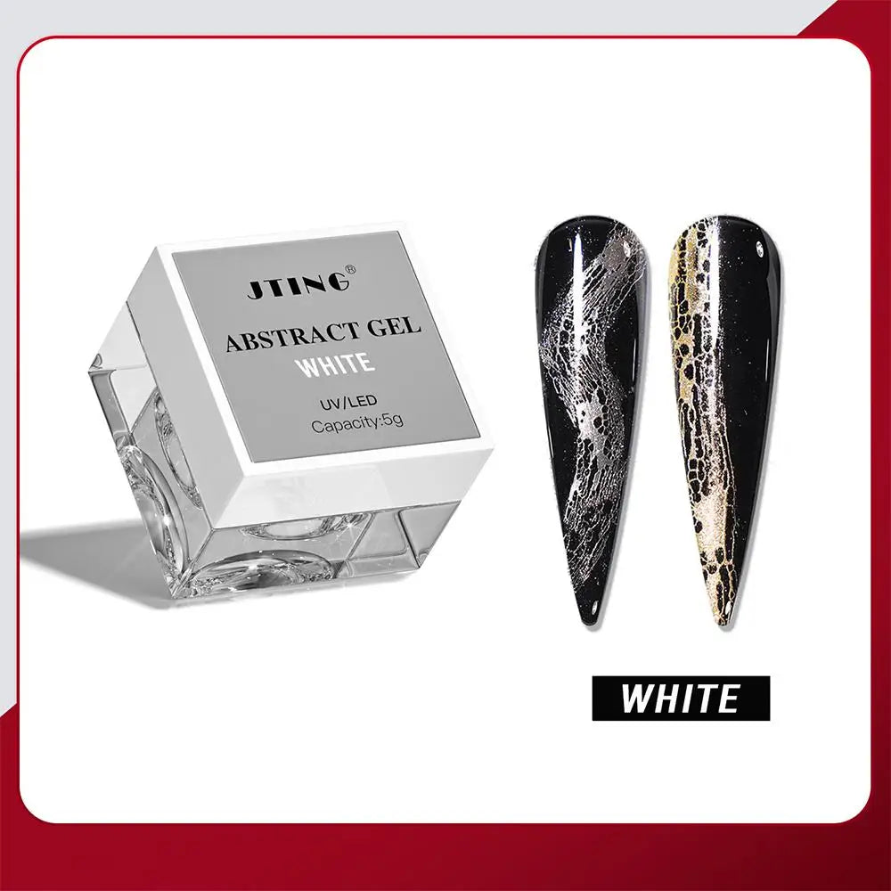 5g White Black Lace Gel Nail Polish Hole Bubble Wave Texture Abstract Nail Gel UV/LED Semi-Permanent Nail Art Painting Varnish 2