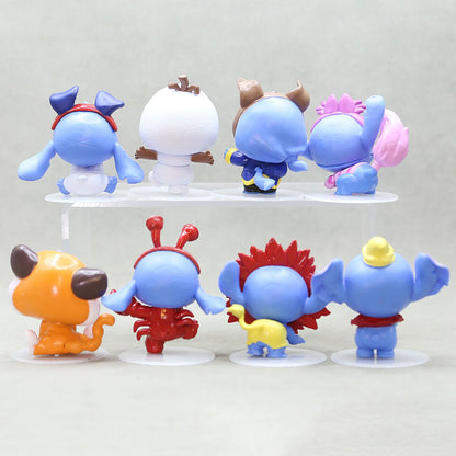 8pcs/set Stitch 100th anniversary celebration Figure Model Toys 7.5cm
