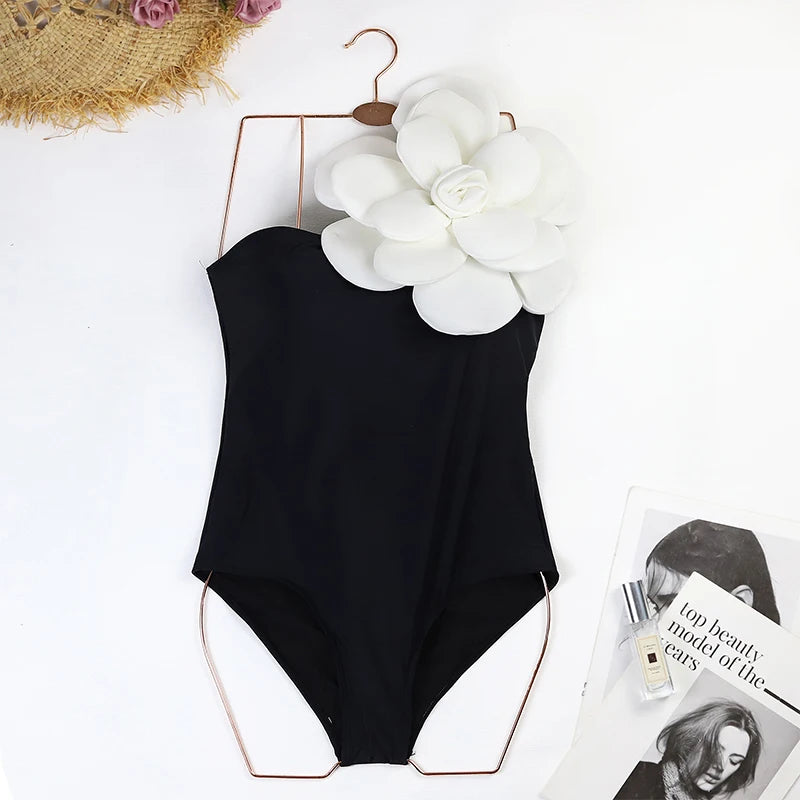 Blue One-Shoulder Ruffled Print Floral Swimsuit Set Cover Up Single Piece Micro Monokini Sexy Swimwear For Girls Summer Beach