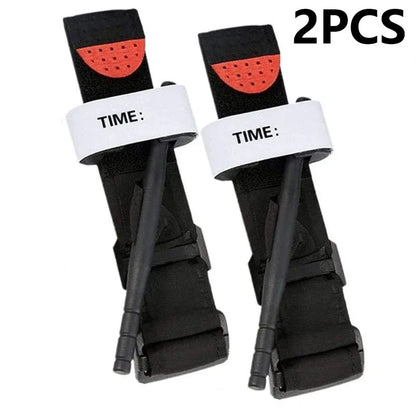 2PCS Tactical Medical Tourniquet for Outdoor Exploration Combat Application Red Tip Medical Emergency Belt Aid