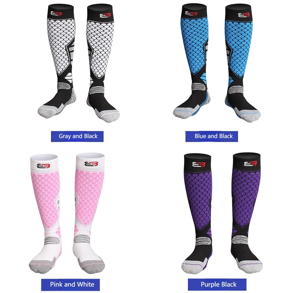 GTUBIKE New Winter Warm Ski Socks Anti-slip Thickened Compression Snowboard Socks Thermal Moisture-wicking Knee High Socks
