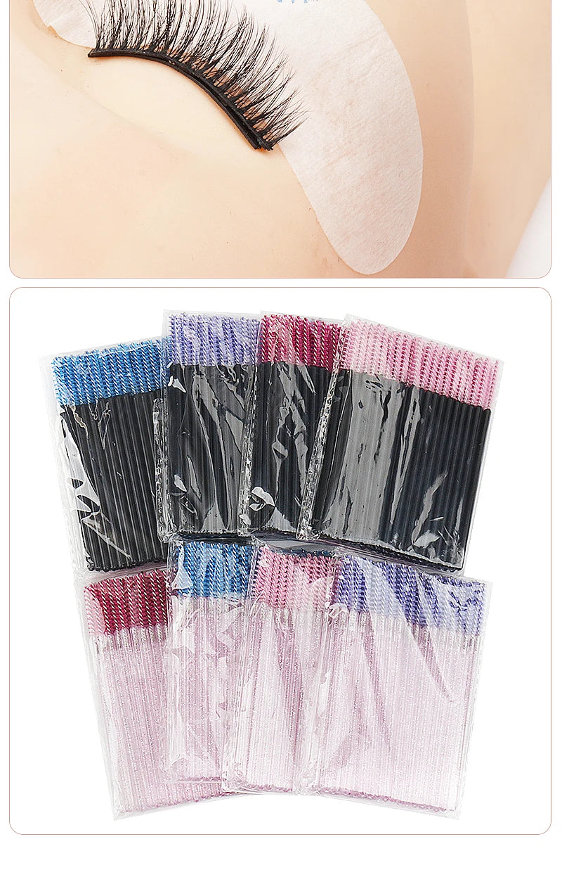 50 Pcs Eyelash Brushes Disposable Crystal Eyebrow Brush Mascara Wand Eye Lash Cosmetic  Lashes Extension Makeup Tools