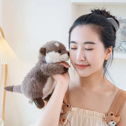 Hugging Otter Plush Toys Fluffy Cozy Magnetic Animal Doll Cute Well-behaved Baby Otter Doll Funny Children Toys Nice Gift