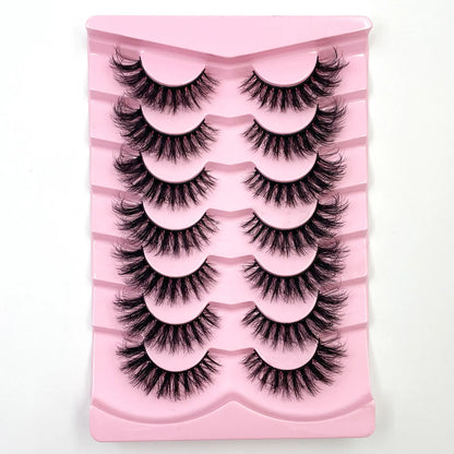 New 7 pairs of thick, 3D simulation mink fur fake eyelashesshort, dramatic fake eyelashes  wholesale full line fake eyelash make