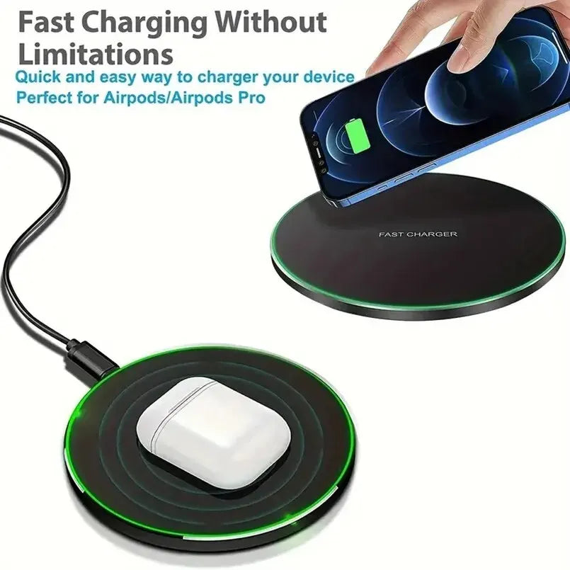 Wireless Charger For iPhone 17 15 14 13 12 X Pro Max Induction Fast Charging Pad Dock Station For Samsung S23 S22 Xiaomi Huawei