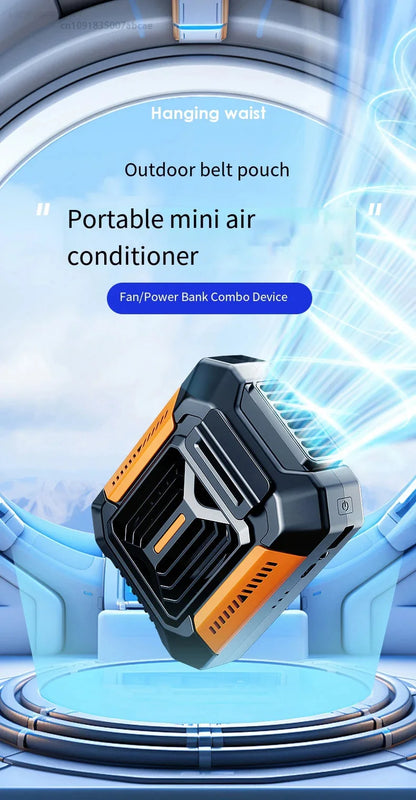 HOMFISH Personal Belt Clip Fan Portable Power Bank Flashlight Wearable Fan Hanging Neck Fan for Outdoor Works Hiking Camping