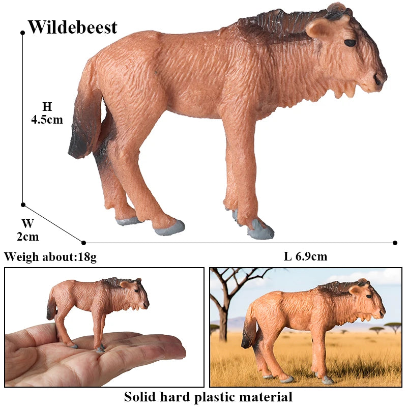 Oenux Classic Wild African Animals Simulation Okapi Wildebeest Action Figure Figurines PVC Model Education School Kid Toys Gift