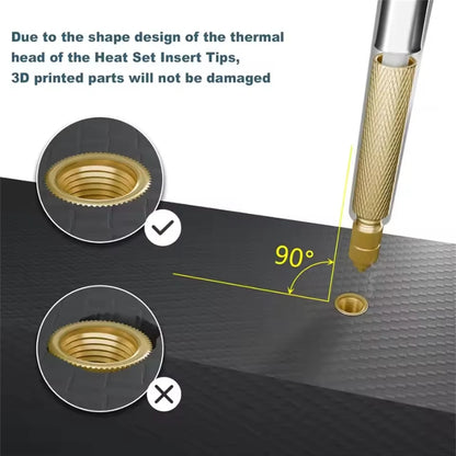 Heat Set Insert Soldering Iron Tip Head M2 M2.5 M3 M4 M5 M6 Hot Melt Insets Nut Brass Embedded Thread Insertion Kit For Plastic