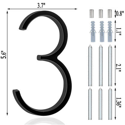 5.6inch Apartment Door Numbers Waterproof Zinc Alloy Street Mailbox Home Address Signs Black Modern House Floating Plate Digit
