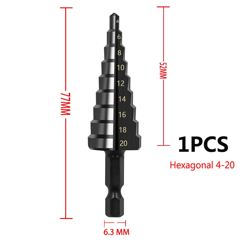 3pcs 3-12mm 4-12mm 4-20mm HSS Straight Groove Step Drill Bit Set Titanium Coated Wood Metal Hole Cutter Core Drill Bit Set