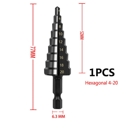 3pcs 3-12mm 4-12mm 4-20mm HSS Straight Groove Step Drill Bit Set Titanium Coated Wood Metal Hole Cutter Core Drill Bit Set