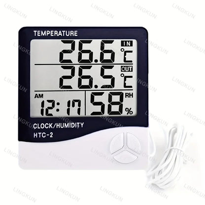 Indoor Temperature Humidimeter Sensor Instrument Electronic Clock LCD Digital Household Electronic Temperature Humidity Meter
