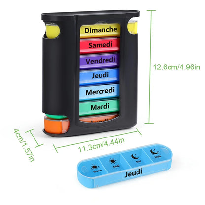 4-Compartment Weekly Pill Organizer - Morning, Noon, Evening, Night Pill Box for Easy Supplement Management