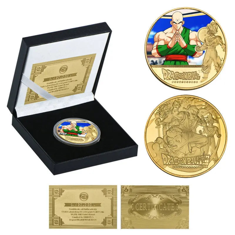 Dragon Ball Gold Plated Gold Coin Son Goku Vegeta Commemorative Coins Children Classic Anime Peripherals Collection Toy Souvenir