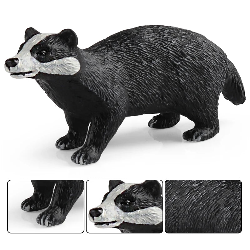 Oenux Forest Wild Animals Badger Brock Tapirus indicus Beaver Anteater Action Figures Model PVC Collection Education Kid Toy