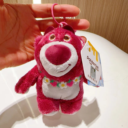 Original Disney Toy Story Stitch Kawaii Winnie Lotso Plush Doll Cartoon Stuffed Anime Keychain Pendant Strap Toys Gift For Kids