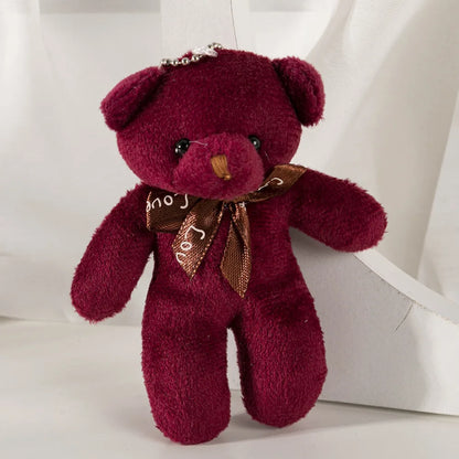 6/12pcs Mini Bear Plush Keychain Colorful Bear Stuffed Toy School Bag Pendant Teddy Doll Graduation Party Supplies Wedding Gift