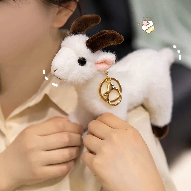 Hot Sale Lifelike Goat Pendant Plush Toys Soft Stuffed Standing Goat Toys Cute Mini Animal Pendant Cool Keyring Bags Decor