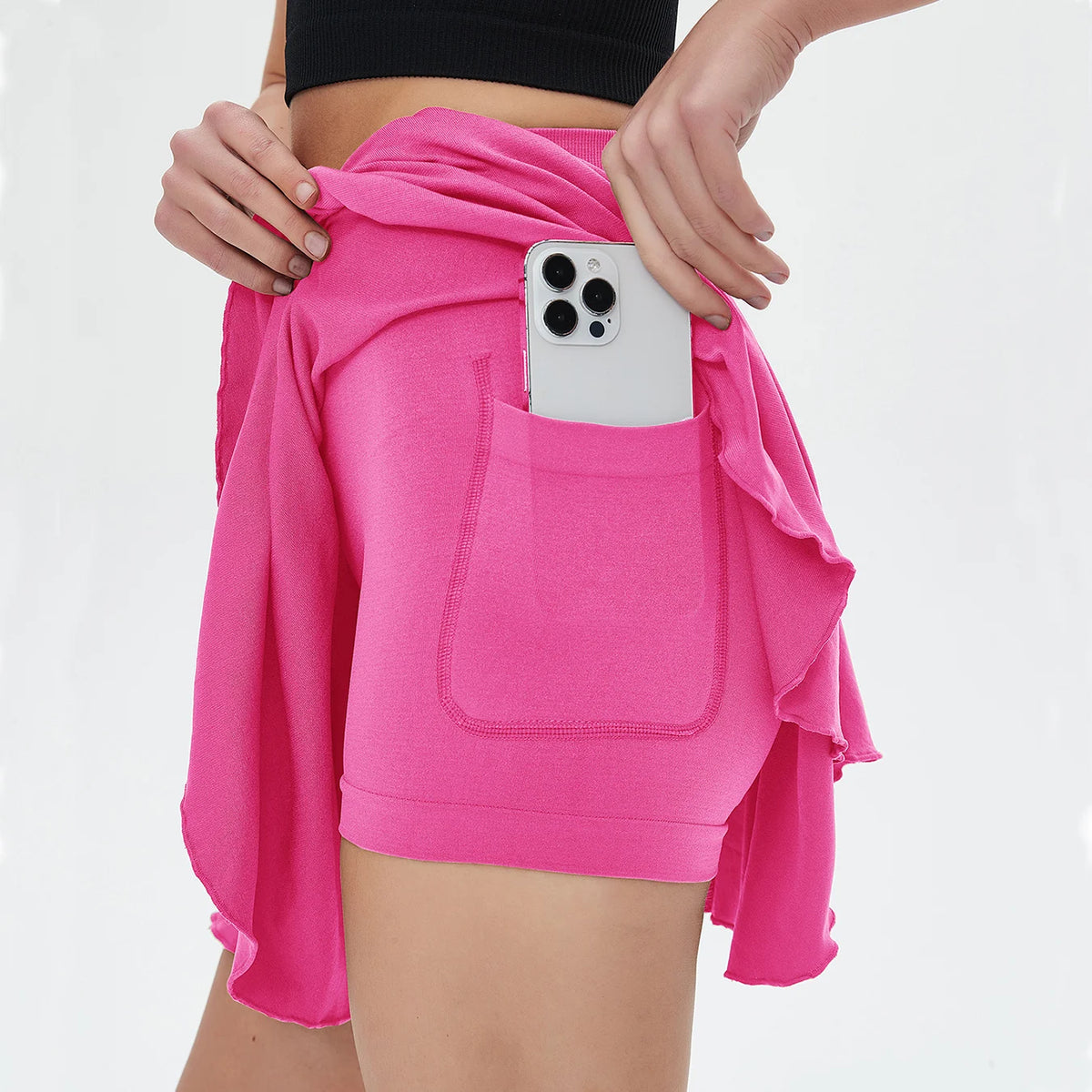 CZGUKE Women's High-Waisted Sports Mini Skirt with Belt Safety Pocket Breathable Tennis Yoga Golf Skirt for Comfortable Movement