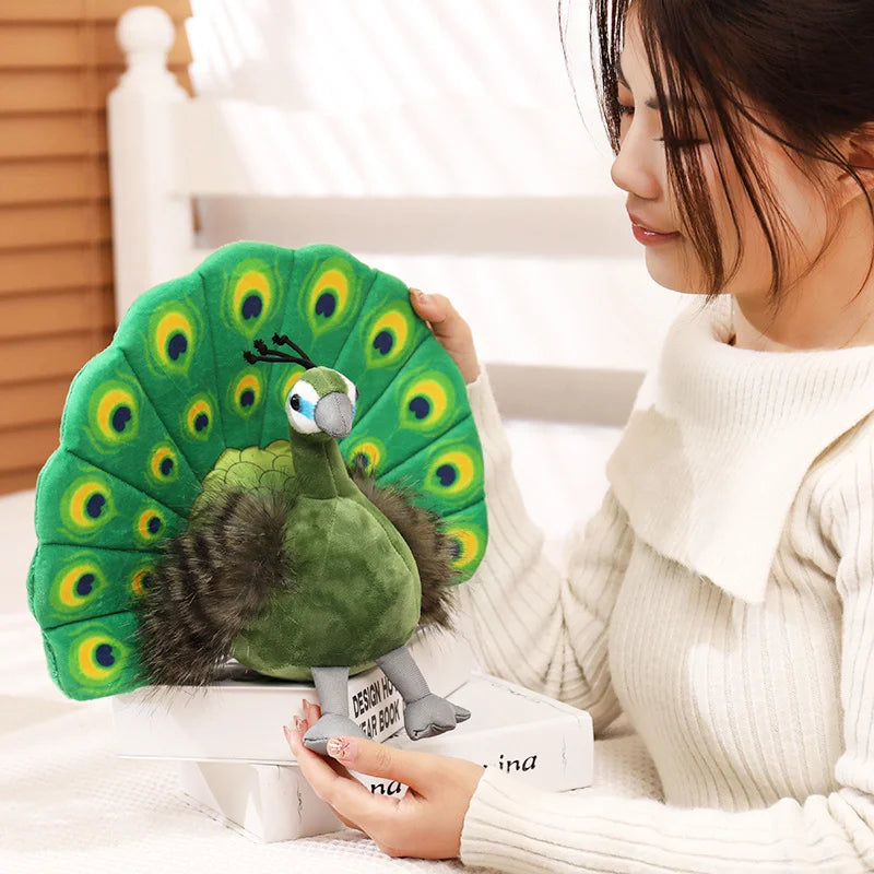 Cute Simulation Green Peacock Plush Toy Blue Peacock Doll Decorative Ornament Gift Bird Doll Zoo Souvenir Ornament Photo Props