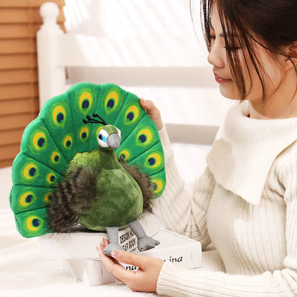 Cute Simulation Green Peacock Plush Toy Blue Peacock Doll Decorative Ornament Gift Bird Doll Zoo Souvenir Ornament Photo Props