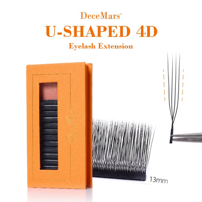 DeceMars U-Shaped 4D Eyelash Extensions (12lines/Tray) for Makeup