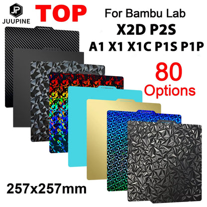 JUUPINE For Bambulab Build Plate 257x257mm Spring Steel Sheet X2D build Plate P2S A1 X1C P1S build plate 3d Printer Bamboo Lab