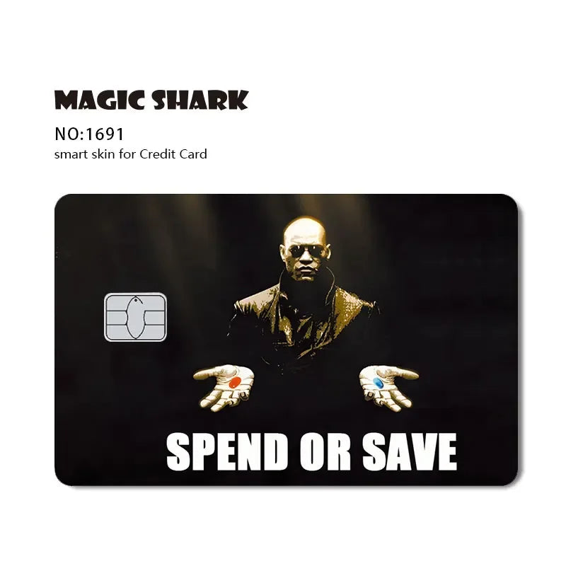 100% New Arrival Conch Money Bow Anime Speend or Save Meme Credit Card Film Debit Card Sticker Skin