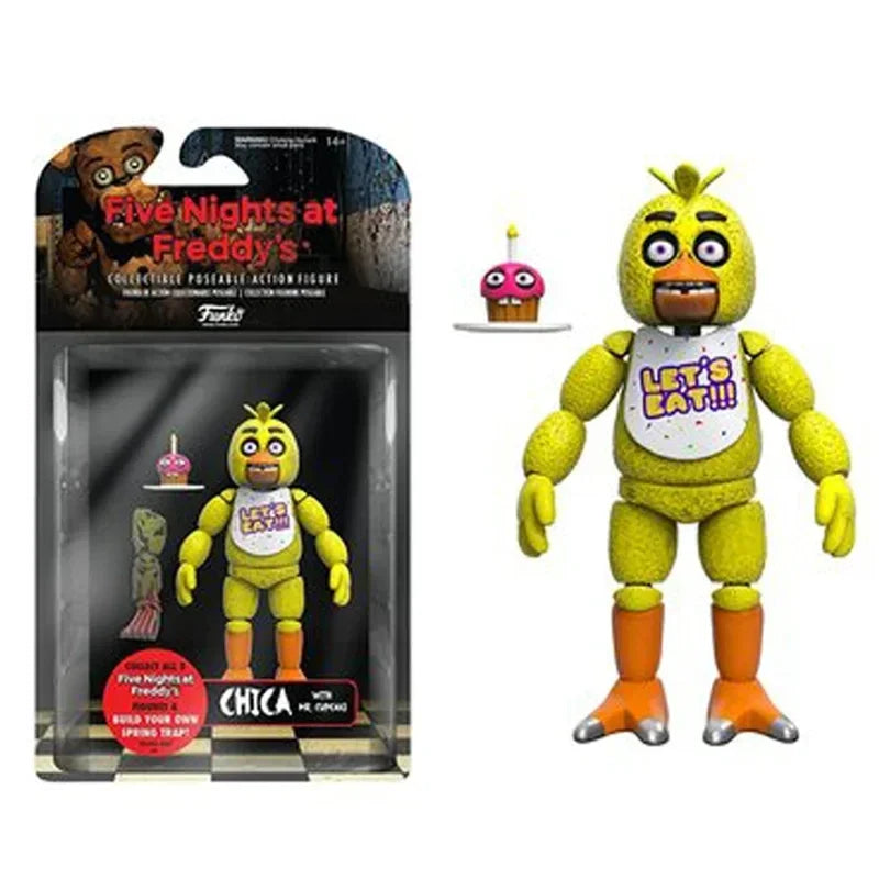 14CM FNAF Figures Nightmare Freddy Bonnie Foxy Chica Action Figure Movable Blacklight Freddy Frostbe PVC Model Collection Toys