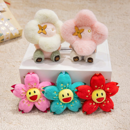 Cute Sunflower Plush Keychain Toy Stuffed Flower Soft Doll Small Pendant Keychain Fashionable Backpack Pendant Christmas Gift