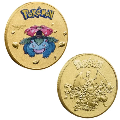 Anime Gold Plated Gold Coin Game Commemorative Coin Pikachu Mewtwo Charizard Gold Coin Game Collection childrens gift