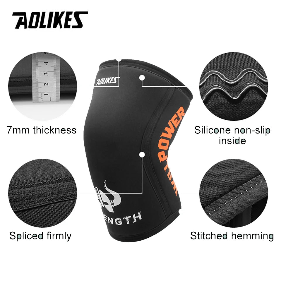 AOLIKES Knee Sleeves for Weightlifting & Powerlifting (7mm Pair) For Men & Women - Knee Wraps for Weight Lifting, Squats