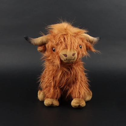 Simulation Highland Cow Animal Plush Doll Soft Stuffed Highland Cow Cattlle Plush Toy Plushie Gift for Kids Boys Girls