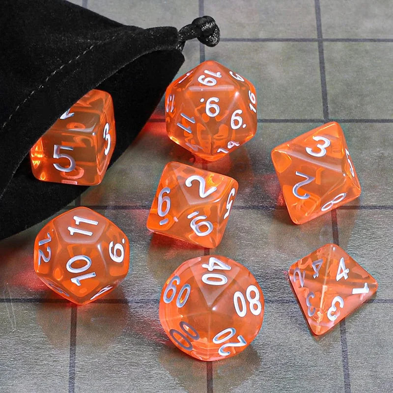 7pcs/set Multicolour Dice Set Multiple Colors Polyhedral RPG DND Role Playing Dragons Board Game Multiple Dice With Bags TMZ