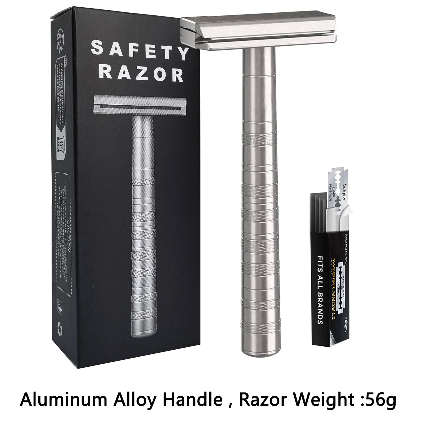 Double Edge Safety Razor with 5 Spare Blades 30° Angled Precision Reusable Single Blade Razors for Men and Women