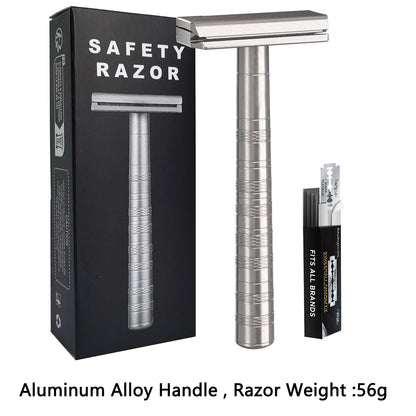 Double Edge Safety Razor with 5 Spare Blades 30° Angled Precision Reusable Single Blade Razors for Men and Women