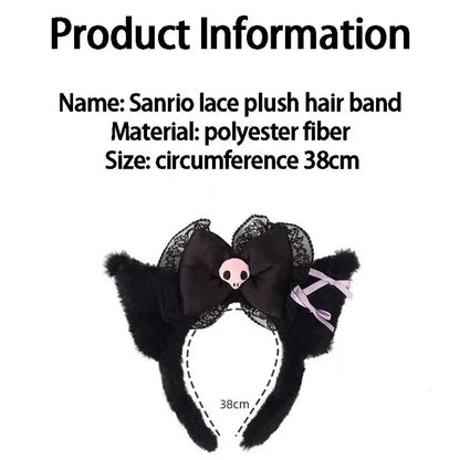 Sanrio Washing Face Headband Hello Kitty Kuromi Melody Plush Hair Accessories Cartoon Hair Hoop Lolita Style Sweet Headdress