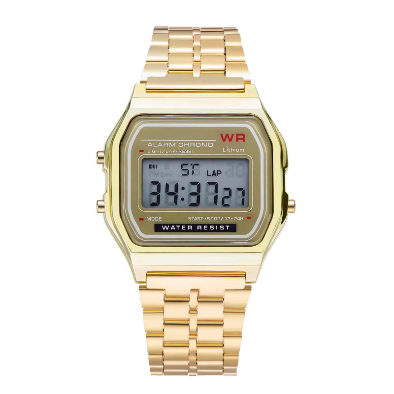 F91W Non-Waterproof Steel Band Watch For Women, Men, Business Clock, Multi-Functional LED Digital Sports Watch, Electronic Clock