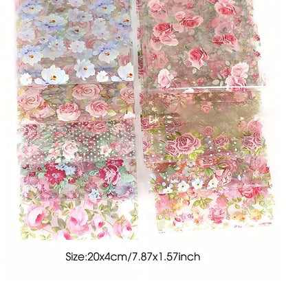 10PCS Mixed Nail Art Foils Transfer Sticker Set Rose Flower Designs Floral Starry Sky Nail Wraps Wedding Summer Manicure Decor