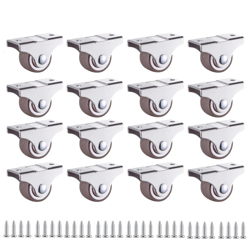 1inch Mini TPR Rubber Directional Caster Wheel Non Swivel Low Profile Fixed Caster for Small Equipment Furniture Trolley 4-16pcs